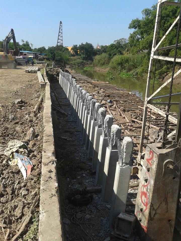 โครงการก่อสร้างเขื่อนป้องกันตลิ่งริมแม่น้ำลพบุรี บริเวณวัดกุฏีทอง 